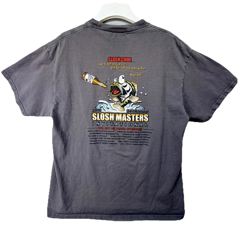 2016 Slosh Masters Invitational T-Shirt Adult Large Gray Fishing‎ Graphic Tee